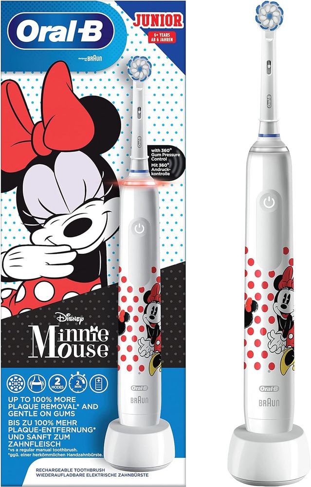 Электрическая зубная щетка OralB Minnie Mouse для детей старше 6 лет, арт. Ora000225