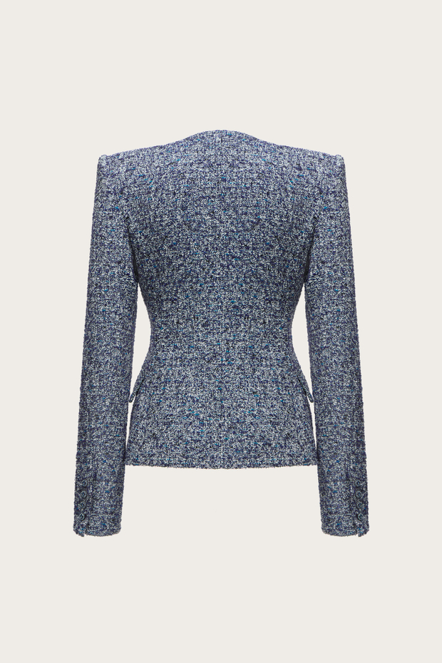 ЖАКЕТ ИЗ СИНЕГО ШЕРСТЯНОГО ТВИДА