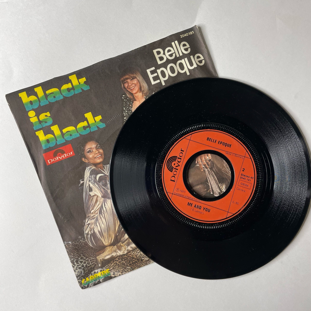 Винтажная виниловая пластинка 7 дюймов (маленькая пластинка) Belle Epoque Black Is Black (Germany 1977)