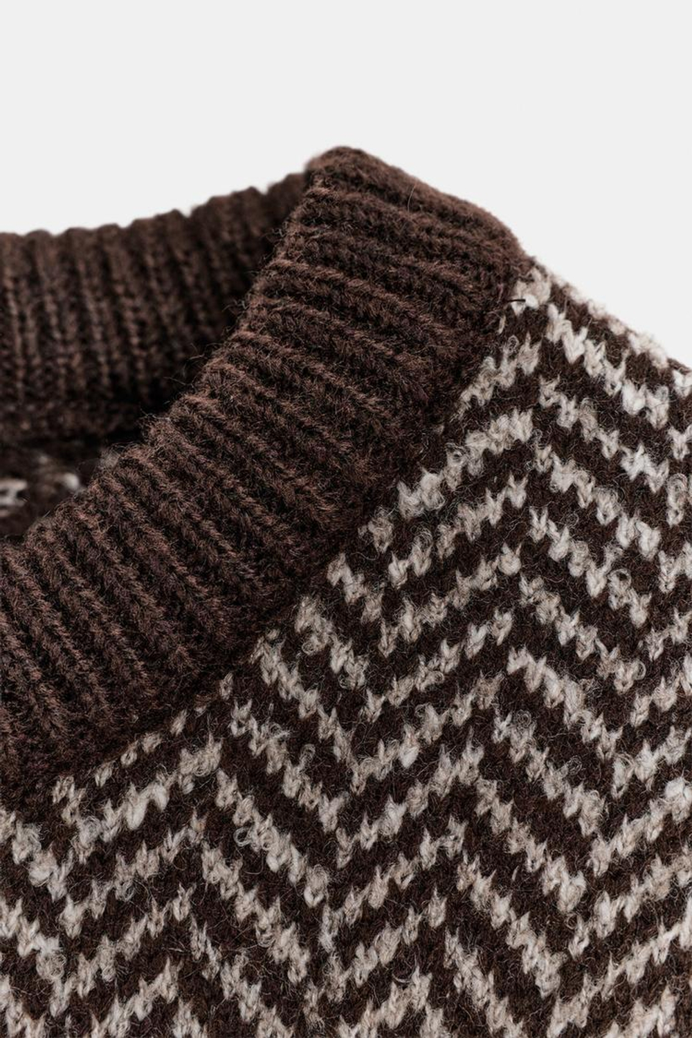 ZARA ТРИКОТАЖНЫЙ ЖИЛЕТ В ЁЛОЧКУ, ЭКРЮ/КОРИЧНЕВЫЙ