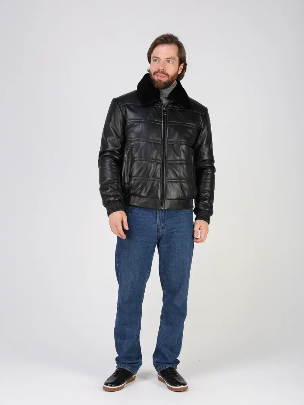 Куртка пуховик из натуральной кожи зимняя