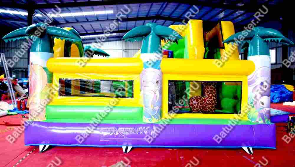 Коммерческий надувной батут "Сафари-джунгли со слоником"