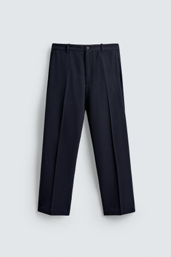 ZARA БРЮКИ REGULAR FIT ИЗ 100% ШЕРСТИ, МОРСКОЙ СИНИЙ