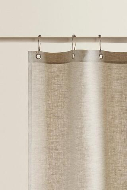 ZARA HOME ЛЬНЯНАЯ ЗАНАВЕСКА ДЛЯ ДУША, СВЕТЛО-БЕЖЕВЫЙ