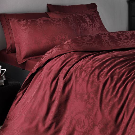 Постельное белье BORDEAUX бордовый жаккард  deluxe TIVOLYO HOME Турция