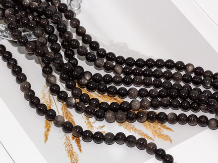 Нить бусин из обсидиана 8мм