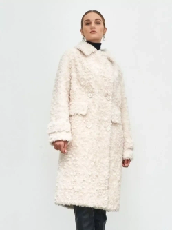 Шуба из шерсти мериноса чебурашка, молочная, SilverFox