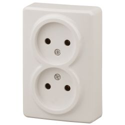 11-2202-02 ЭРА Розетка 2х2P, 16A-250В, IP20, ОУ, Эра Эксперт, сл.кость | Эра Эксперт
