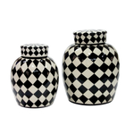 Ваза с крышкой чёрно-белая 26 см [Арт. 155-140]