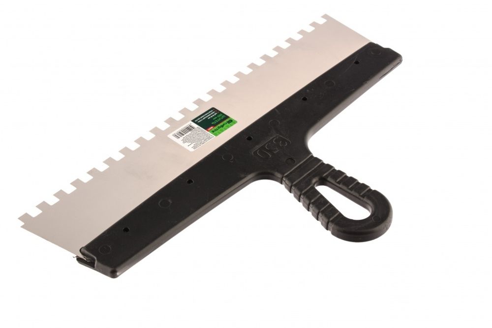 Шпатель 350мм, зуб 8х8мм, из нержавеющей стали,  пластмассовая ручка, Сибртех, 85477