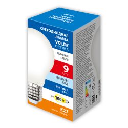 LED-A60-9W-4000K-E27-FR-SLF Лампа светодиодная. Форма A. матовая. Белый свет 4000K. ТМ Volpe
