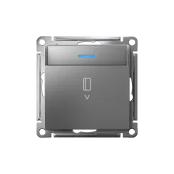 Выключатель карточный AtlasDesign 10А с подсветкой без задержки отключения механизм сталь SE ATN000914