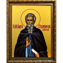 Андрей Оксиринфский (Египетский) Преподобный. Икона на холсте.