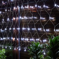 ULD-N1515-96-STK WHITE IP44 Сетка светодиодная со статическим свечением. 1.5х1.5м. Соединяемая. 96 светодиодов. Белый свет. Провод прозрачный. TM Uniel