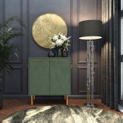 Комод Арт Колор leaves Стайл Голд с 2 полками Зеленый нефрит