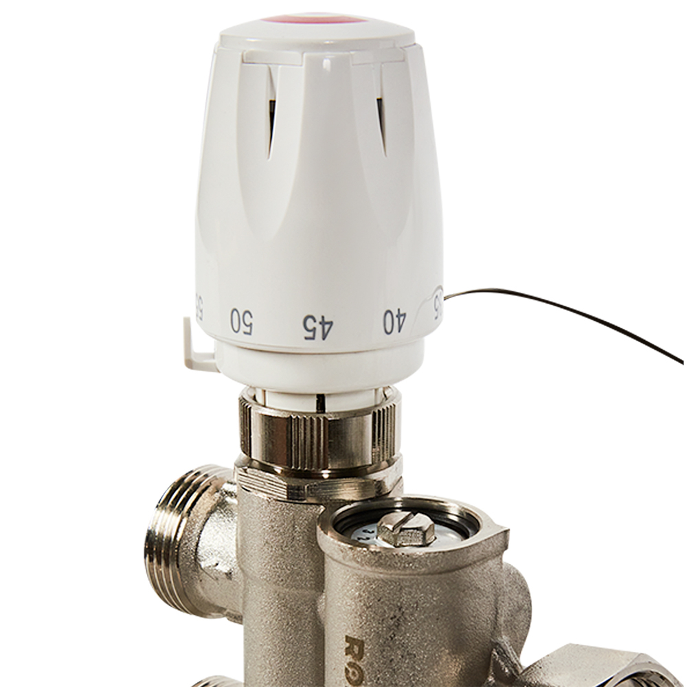 Насосно-смесительный узел ROMMER - 1" (термоклапан 20-60°C, выносной датчик, без насоса)