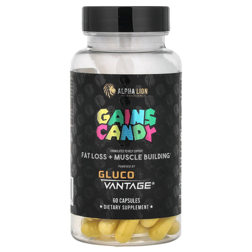 ALPHA LION, Gains Candy, Gluco Vantage®, 60 капсул (100 мг в 1 капсуле)