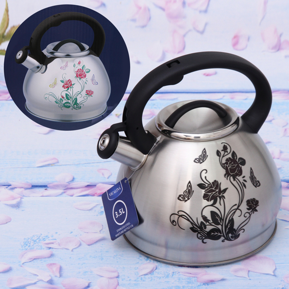 Чайник из нержавеющей стали 3,5л «Vicalina» с рисунком VL-2001