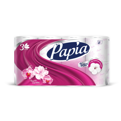 Бумага туалетная Papia Deluxe Таинственный Сад 3сл,бел 100%ц втул 16,8м 14 рул/уп.