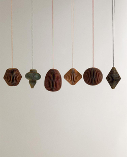 ZARA HOME НАБОР БУМАЖНЫХ ЕЛОЧНЫХ УКРАШЕНИЙ (УПАКОВКА ИЗ 12 ШТУК), КОРИЧНЕВЫЙ