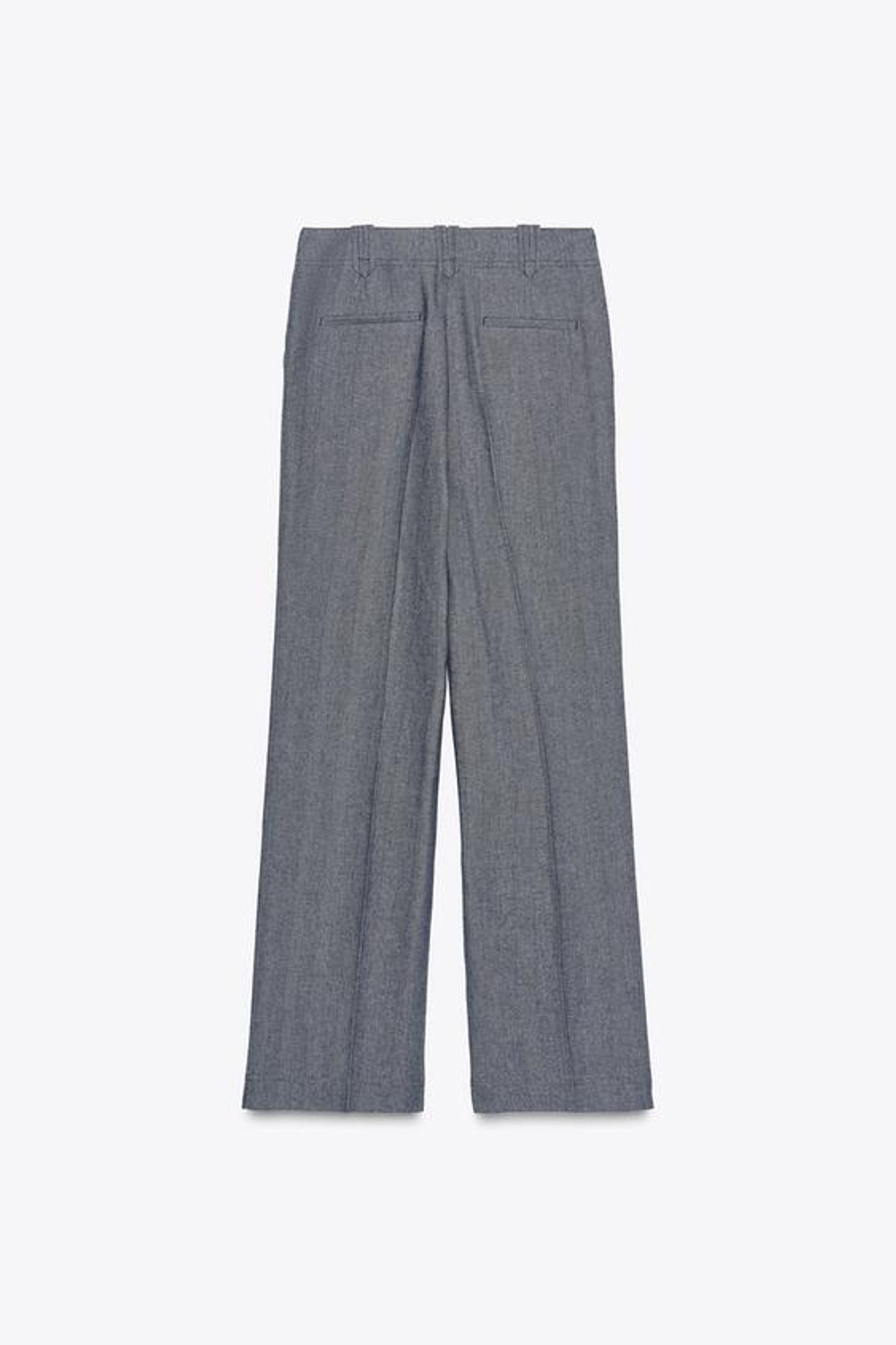 ZARA БРЮКИ СО ШЛЕВКАМИ И ДЕКОРАТИВНОЙ ОТСТРОЧКОЙ, СИНИЙ