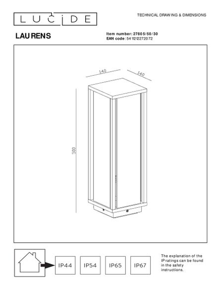 Уличный светильник Lucide Laurens 27805/50/30