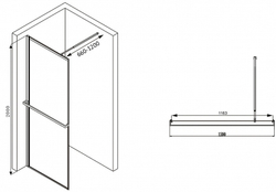 Душевая перегородка Abber Immer Offen 120 AG60120B8 профиль Черный стекло прозрачное
