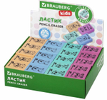 Ластик прямоугльный 26х17х7мм,в ассорт. "Школьный" (BRAUBERG)