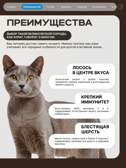 Корм сухой для взрослых кошек породы Корат, с лососем, 400 гр, QUATTRO