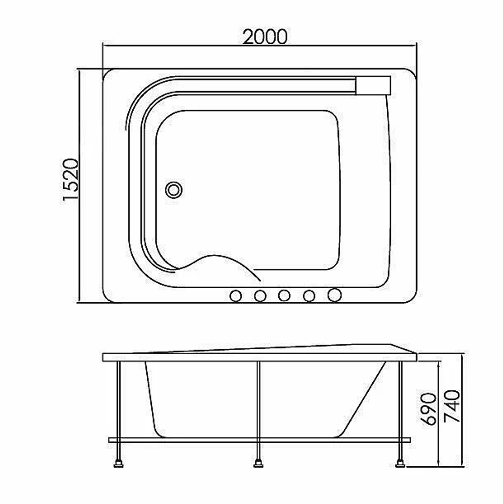 Ванна акриловая Gemy Water Channel G9265 K 200x152 белая с гидромассажем