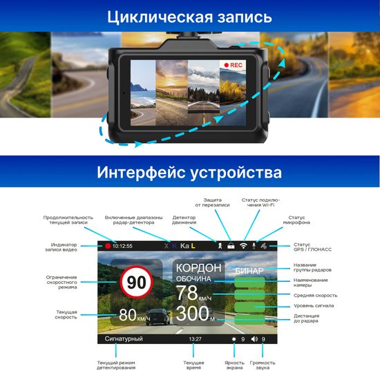 Видеорегистратор с радар-детектором - TrendVision Combo F10