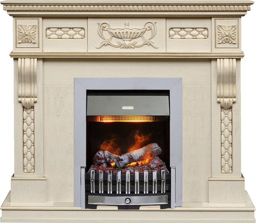 Каминокомплект Corsica - Слоновая кость с патиной (Ширина 1100) с очагом Danville Chrome FB2