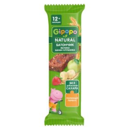 Батончик Gipopo Яблоко-банан и клубника 20 гр