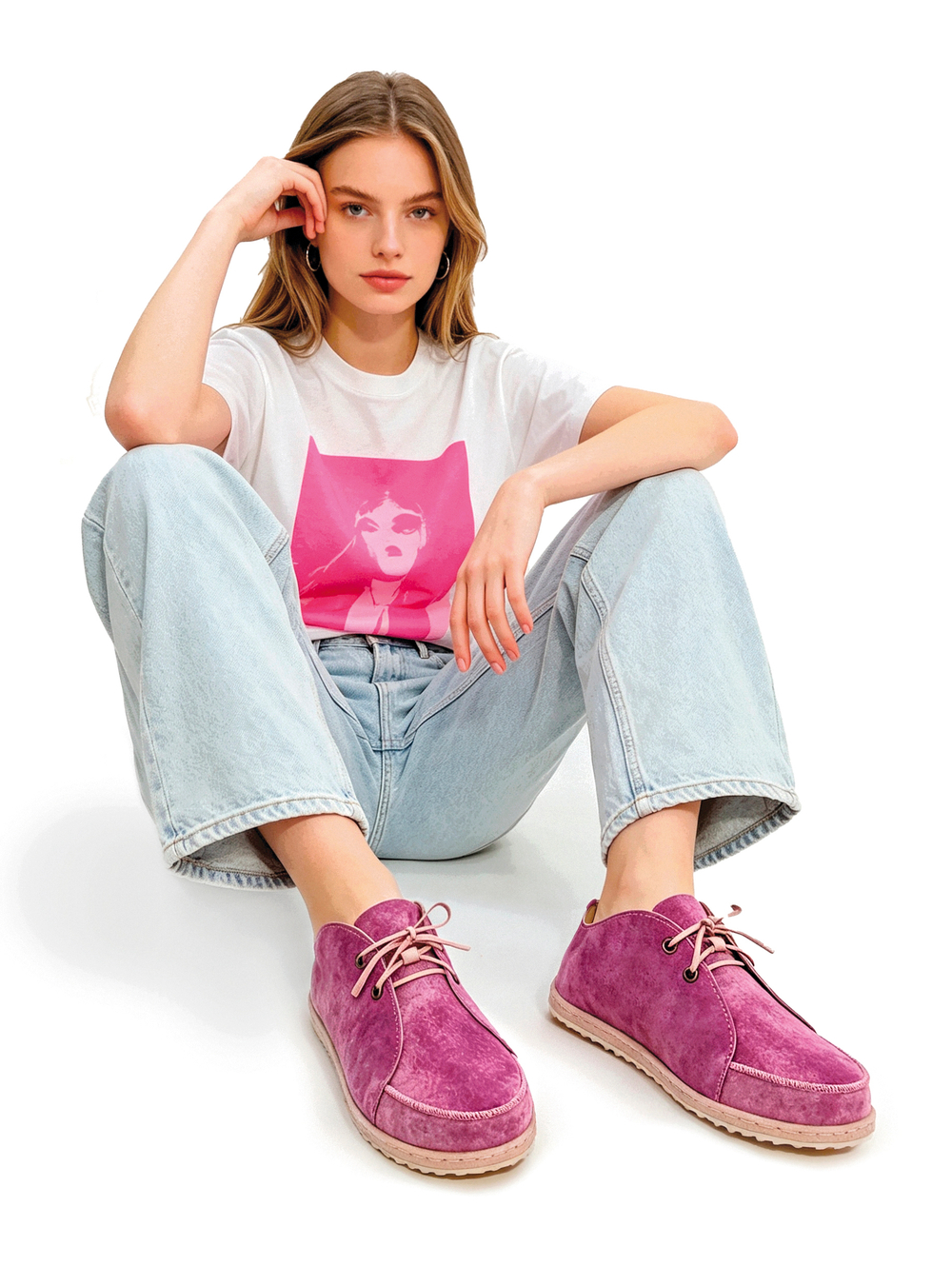 Кеды кожаные "Pink melange"