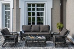 "Гранд Латте" лаунж-зона из искусственного ротанга, цвет графит