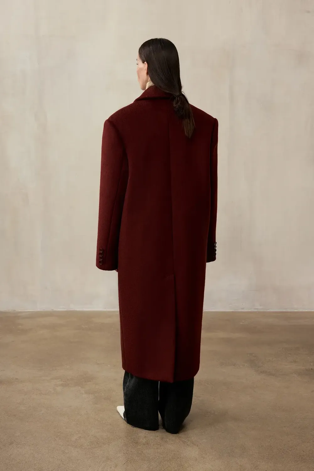 Пальто двубортное (((Power + dressing))), бордовое