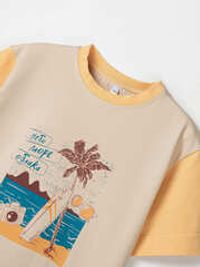 Футболка оверсайз "Крем-брюле/Абрикос" с принтом