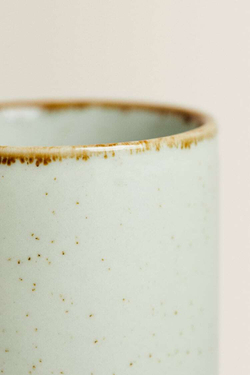 ZARA HOME ФАРФОРОВАЯ КРУЖКА С ОБОДКОМ ПОД СТАРИНУ, ЦВЕТ МОРСКОЙ ВОЛНЫ