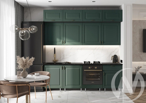 Кухня Престиж 2;4м (белый/браш мени грин/кастилло темный)
