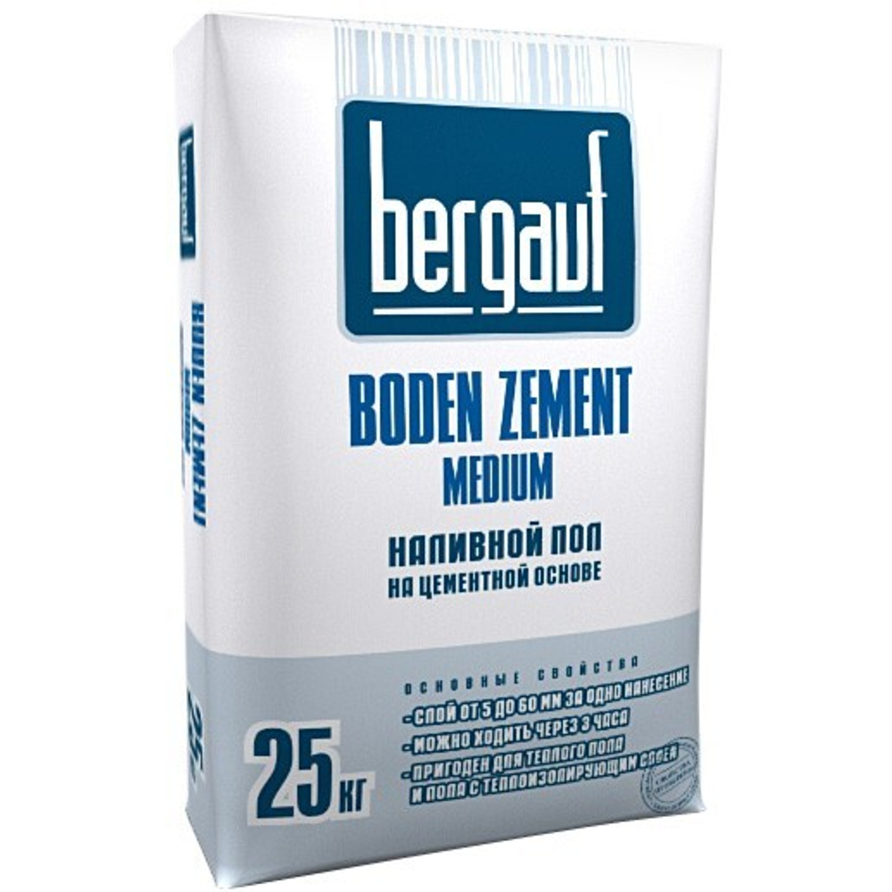 Базовая смесь пол наливной Bergauf Boden Zement Medium 25 кг