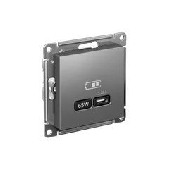 Розетка USB AtlasDesign тип C 65Вт QC PD высокоскор. ЗУ механизм сталь SE ATN000927