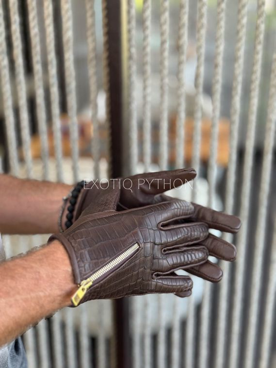 Мужские перчатки из кожи крокодила AC-131