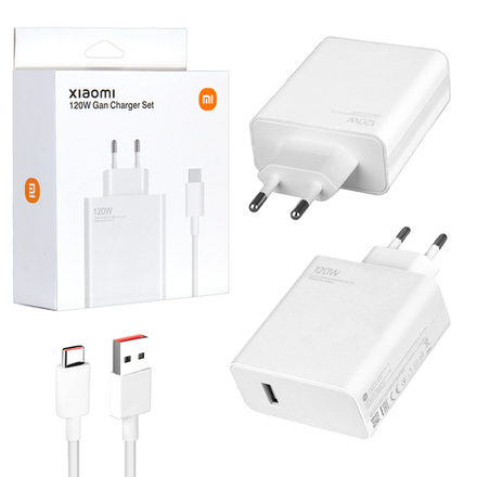 Сетевой адаптер питания Mi USB 120W + кабель Type-C (белый)