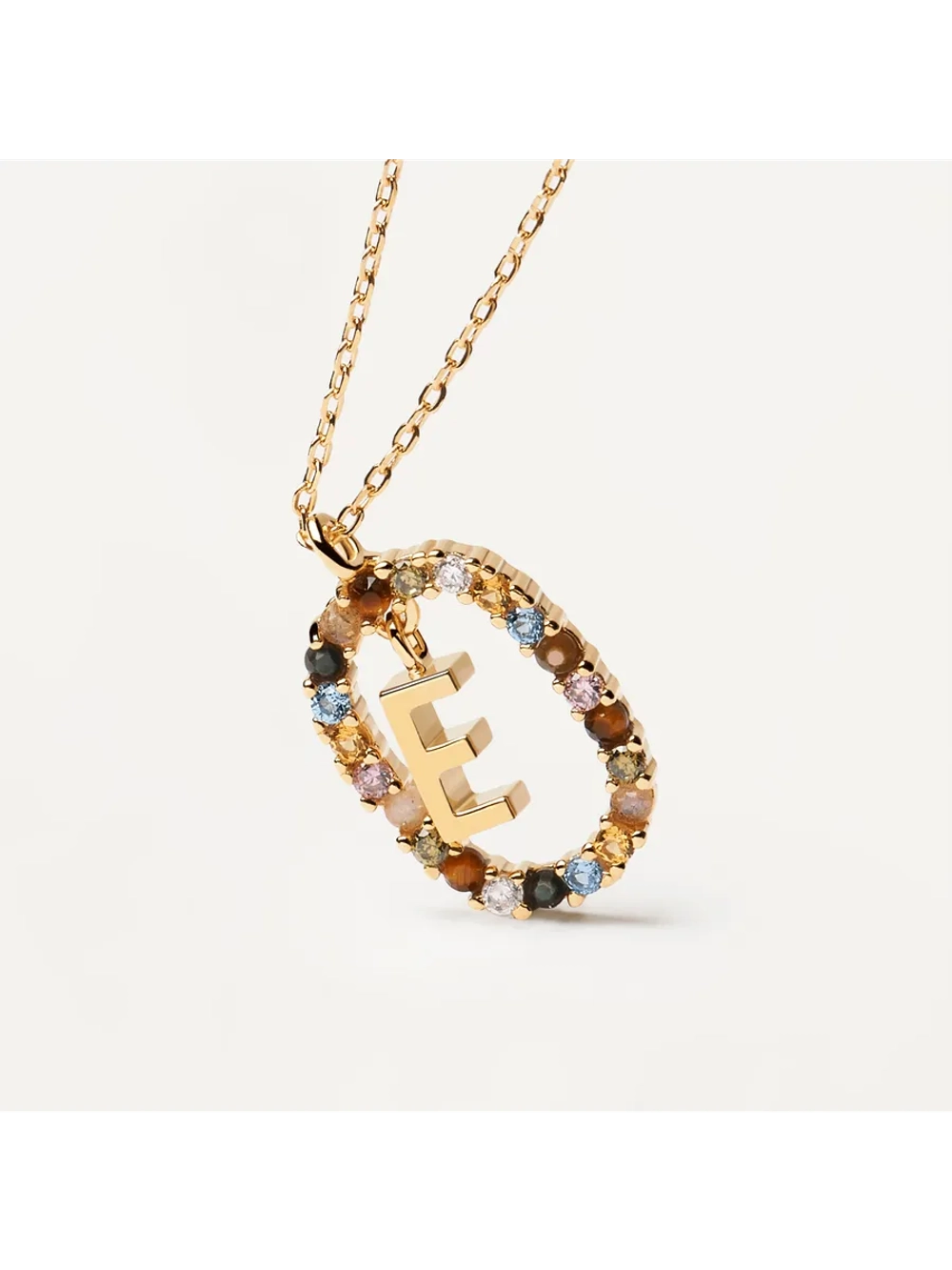 Колье Буква E серебро 925 пробы покрытое золотом