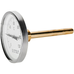 Термометр биметаллический аксиальный STOUT - 1/2" (D80 мм, шкала 0-120°C, с гильзой 100мм)