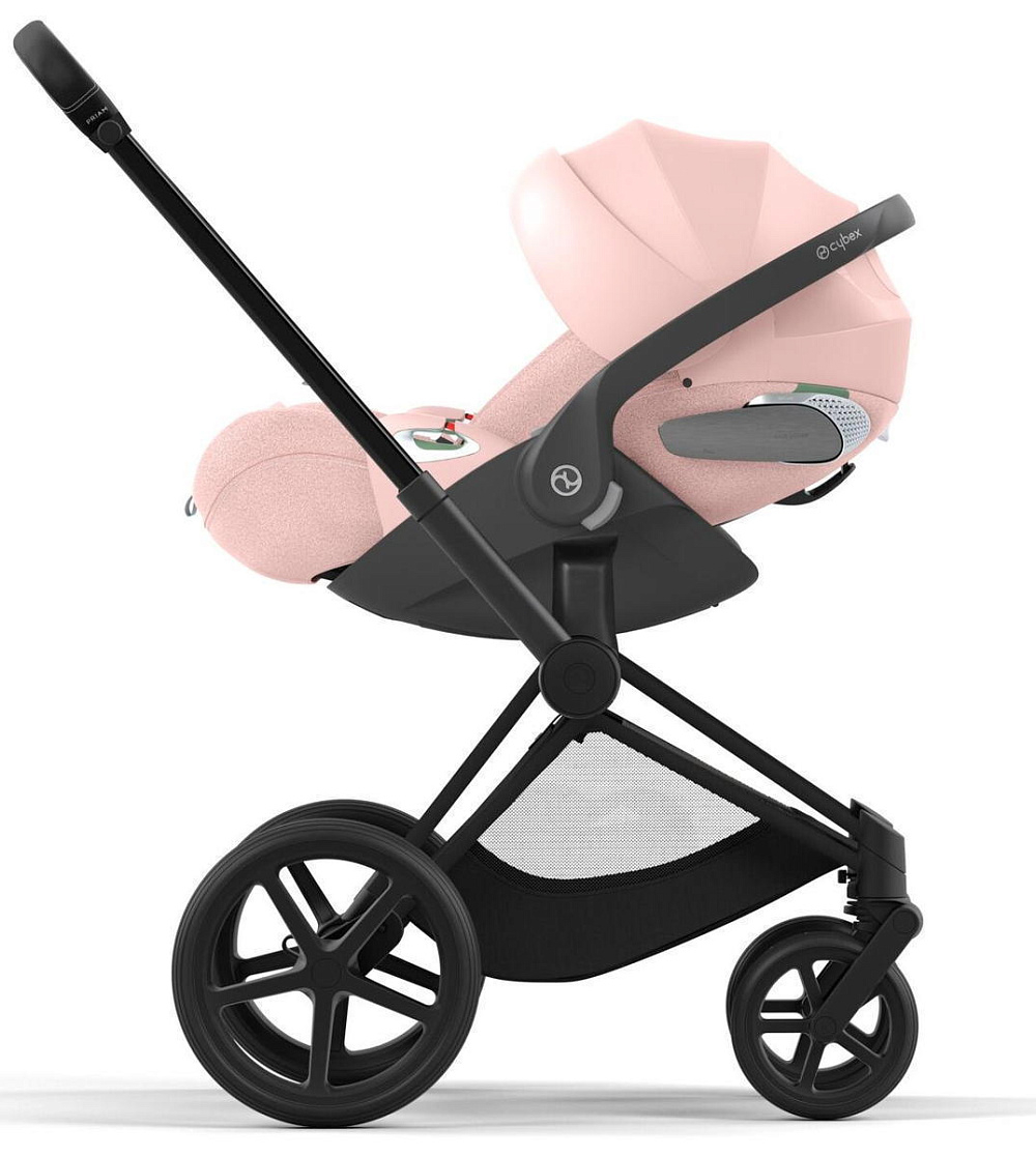 Коляска 3 в 1 Cybex Priam IV Matt Black complete и автокресло Cloud T i-Size Peach Pink Plus Sepia Black