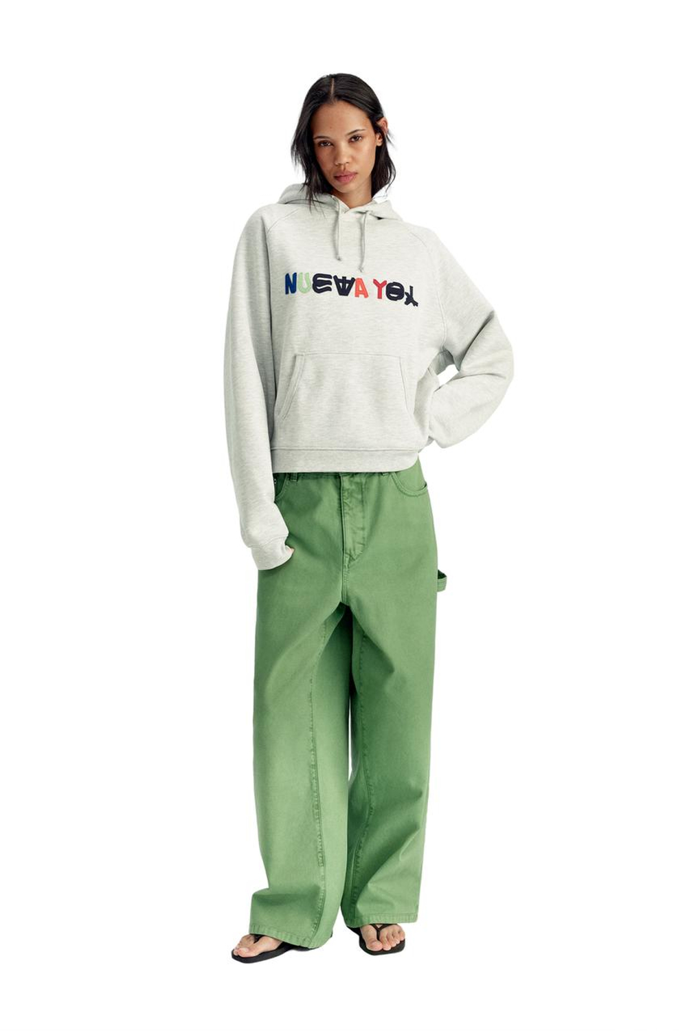 ZARA X BENITO ANTONIO БРЮКИ СВОБОДНОГО КРОЯ С КАРМАНОМ, ЗЕЛЕНЫЙ
