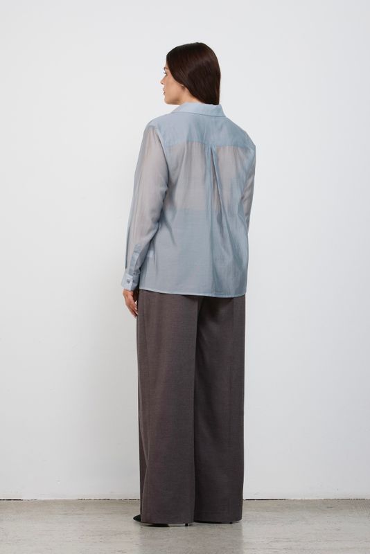 Брюки прямые широкие с защипами, серый стальной