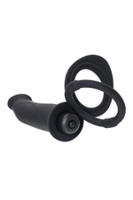 Черная насадка на пенис для двойного проникновения - 19 см. (Цвет: черный)