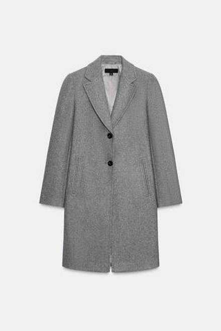 ZARA ПАЛЬТО С ПОДПЛЕЧНИКАМИ ИЗ МЯГКОЙ ТКАНИ, СЕРЫЙ